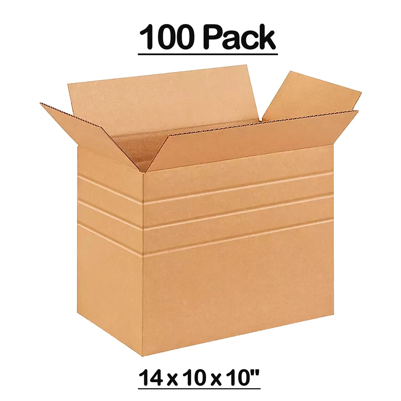 100 Pack Heavy Duty Multi Depth Corrugated Cardboard Boxes for Mailing and Packaging 14 x 10 x 10 Inch